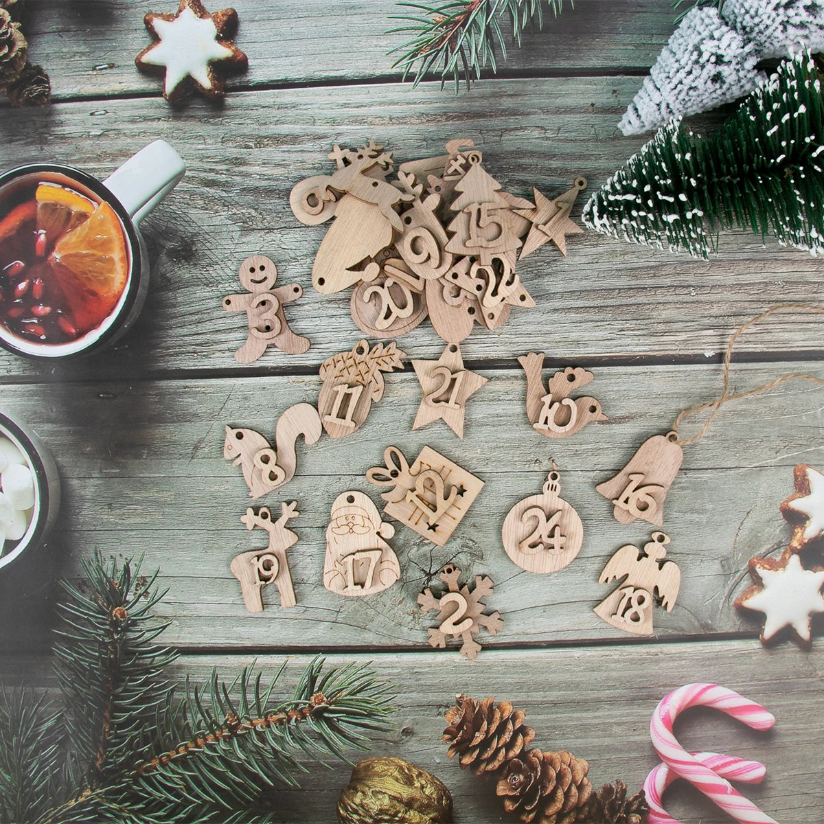 Décoration murale calendrier de l'avent bois