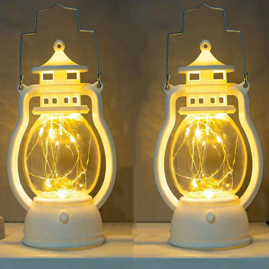 lanterne décorative vintage blanc doré noir citrouille annneau métallique contrôle sans flamme