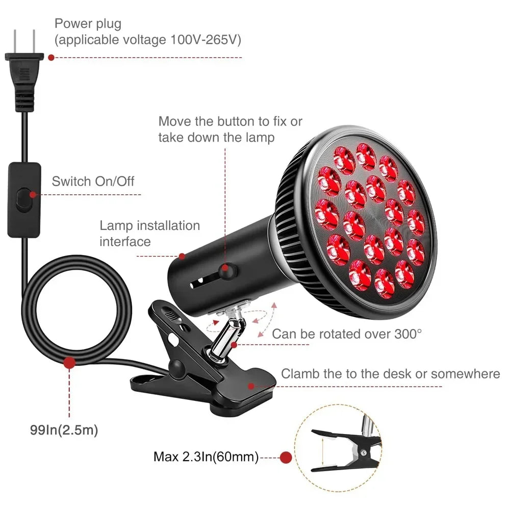 lampe led rouge noir raffermissement peau rajeunissement points lumineux moderne