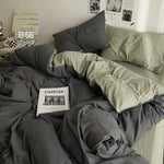 Détail housse de couette grise microfibre Ombre Interieur