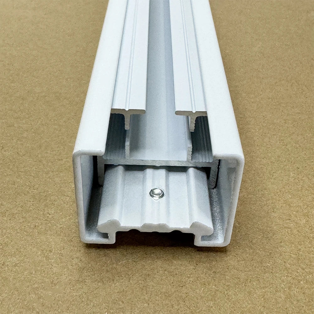 rail suspension électrique blanc moderne vis fixations accessoires rideau motorisé joint lisse opaques