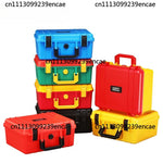 boîtes rangement réutilisables plastique rouge vert bleu jaune noir poignées intérieur mousse moderne robuste