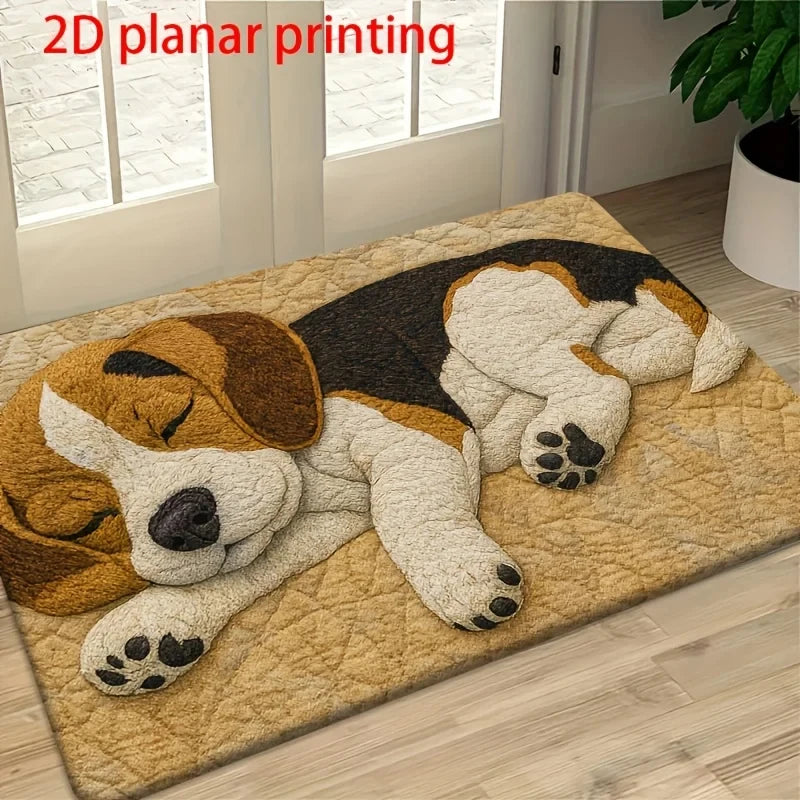 tapis 3d chien endormi moderne imperméable antidérapant polyester entrée sol chambre