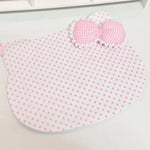 coussin forme chat blanc rose pois tissu polyestère clips decoratif enfantin table decoration