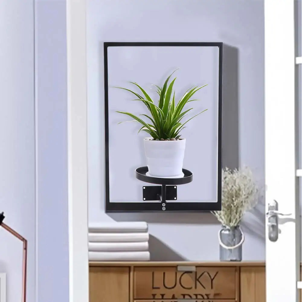 support mural moderne plante noir plaque fixation vis included