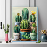 tableau diamant coudre cactus fleurs résine moderne décoration maison opaque vert beige bleu rose