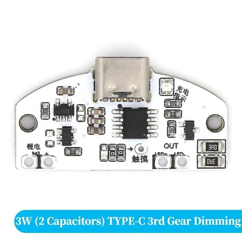 charge usb tactile module circuit imprimé led switch gradation continue trois vitesses blanc vert