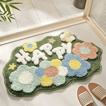 tapis sol décoratif mignon motif cartoon animaux fleurs doux absorbant salle bain maison