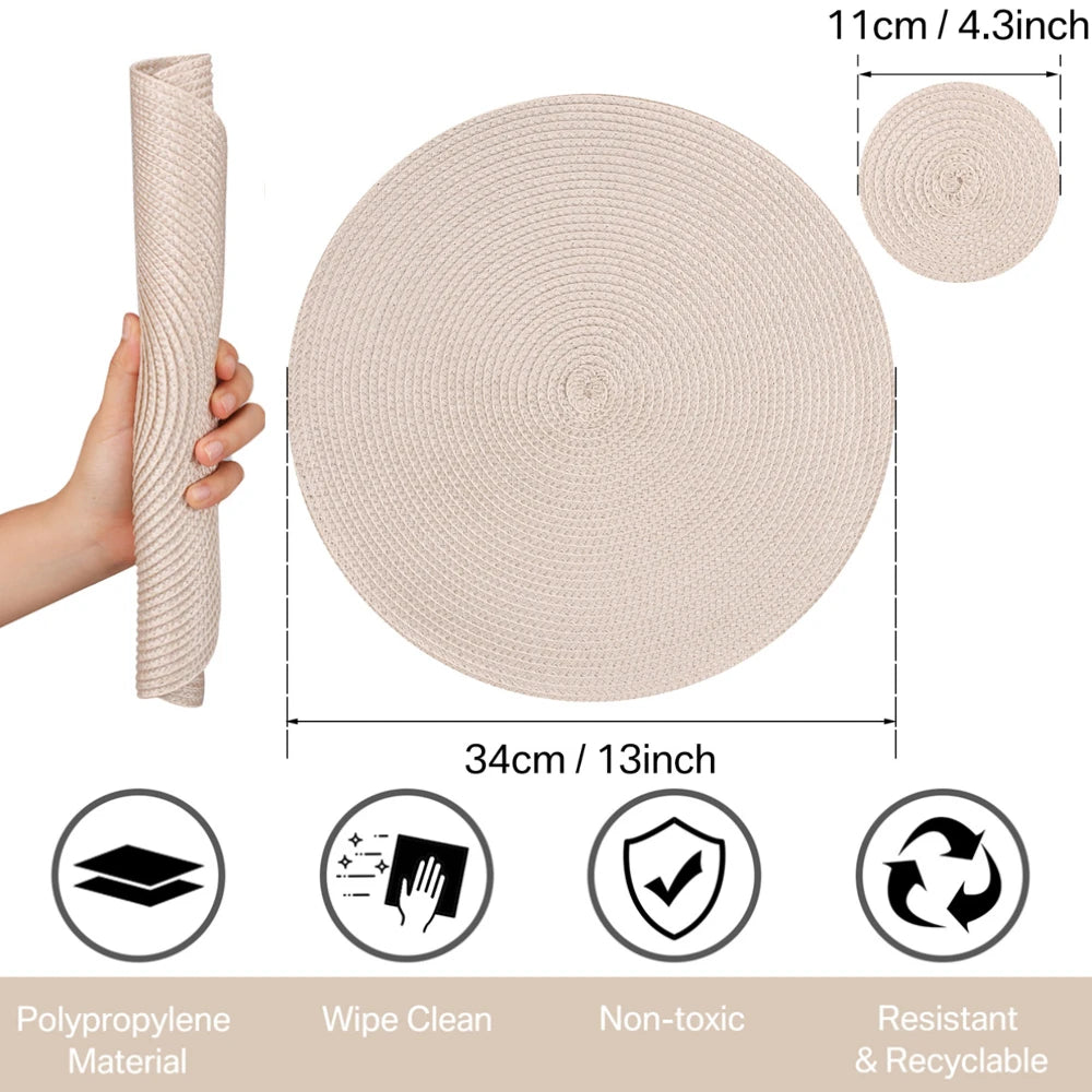 placemats tissés moderne beige marron noir gris clair spirale respectueux environnement