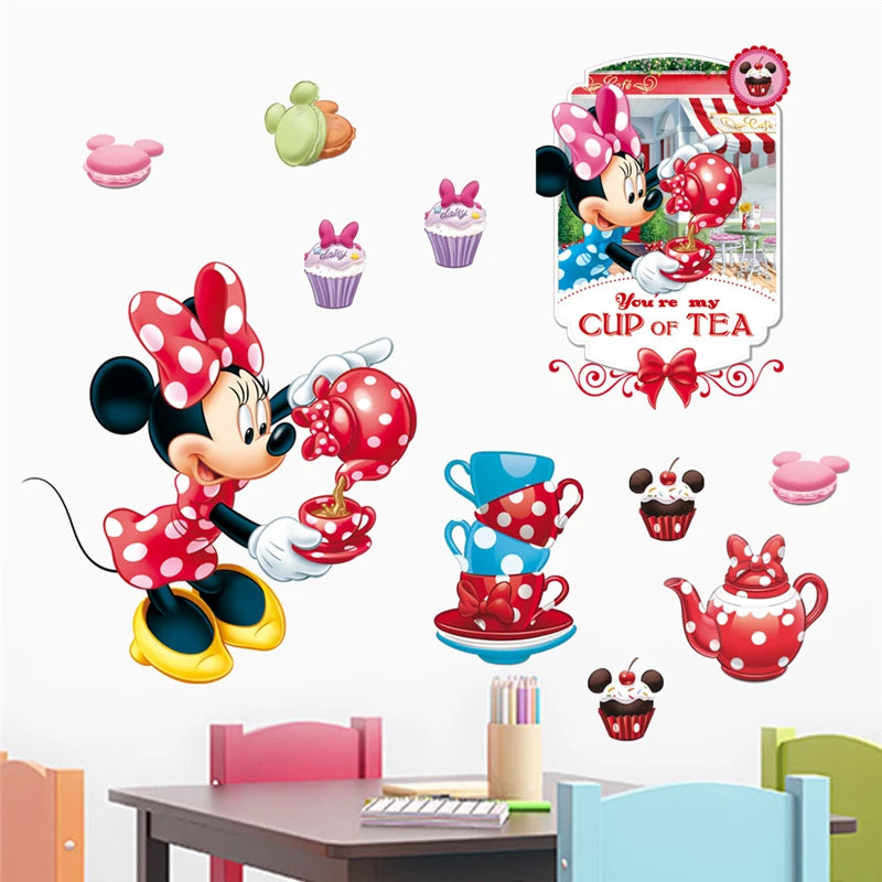 autocollant mural mickey minnie mouse dessin animé décoration chambre enfant sticker mur décoratif pvc