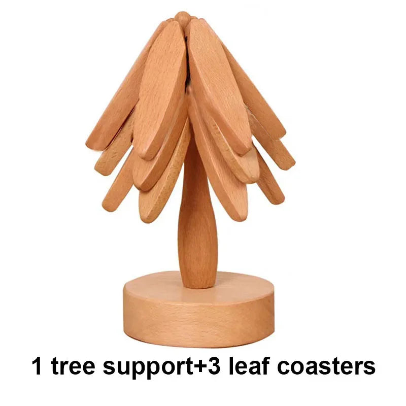 support tasse bois naturel lisse moderne minimaliste tasse théière verre boisson plante artificielle boîte