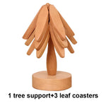 support tasse bois naturel lisse moderne minimaliste tasse théière verre boisson plante artificielle boîte