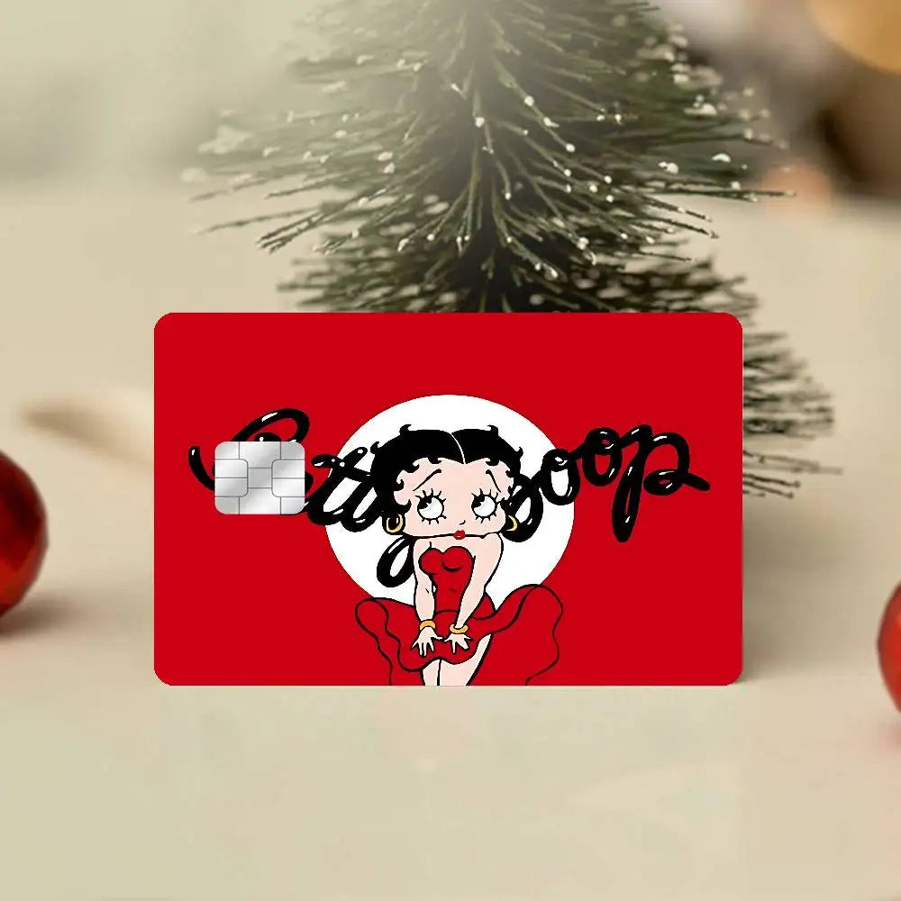 autocollants cartes bancaires waterproof dessin animé betty boop romantique rébellions pop art papier adhésif