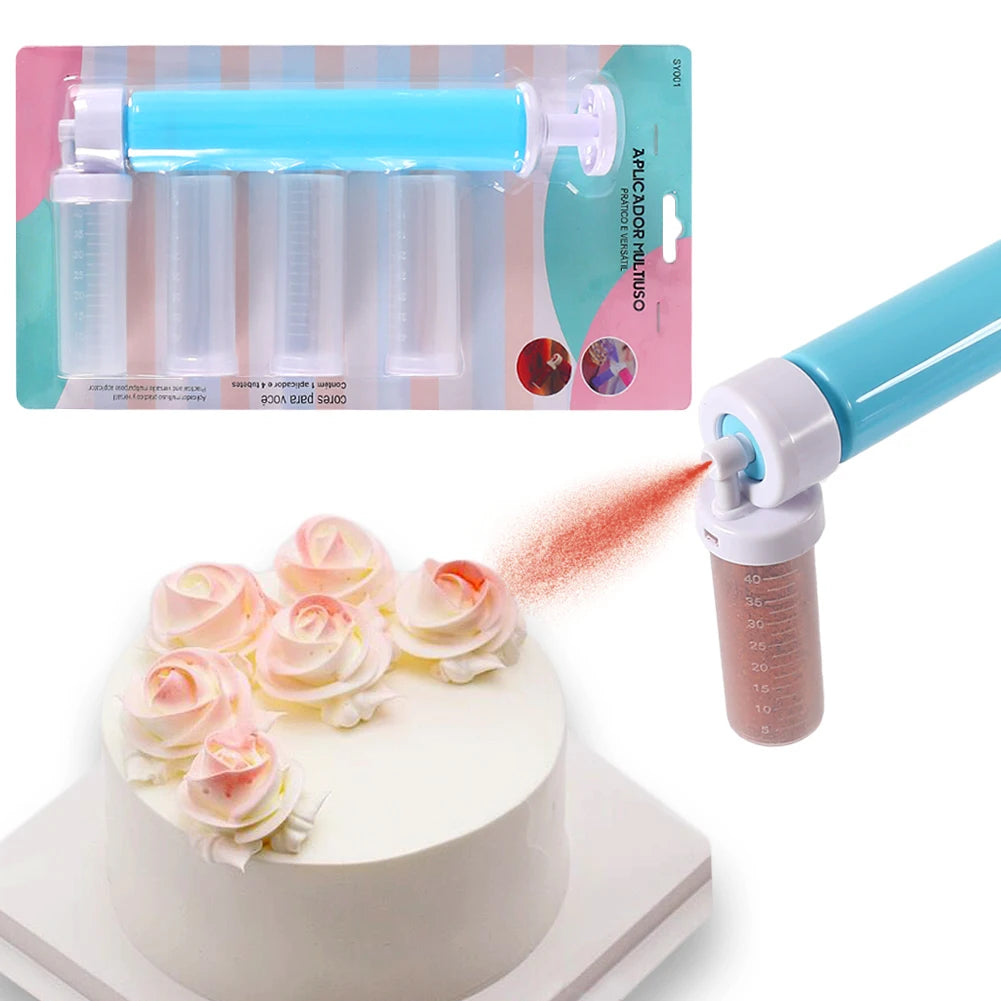 applicateur poudre moderne bleu rose violet transparent bouteilles decoration gâteaux bricolage cuisine cupcakes biscuits
