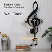horloge murale clé sol noir blanche motif musical moderne salon