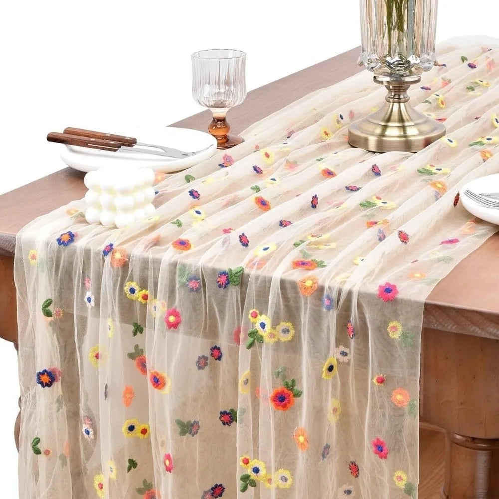 table table fleurée transparente rouge jaune bleu verte fete mariage deco romantique echangement saisonnelle