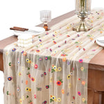 table table fleurée transparente rouge jaune bleu verte fete mariage deco romantique echangement saisonnelle