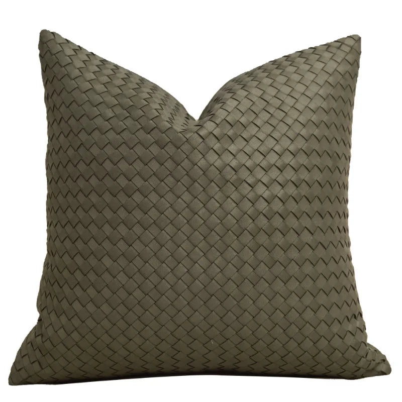 coussin décoratif géométrique vert beige blanc contemporain salon lit voiture 45x45cm