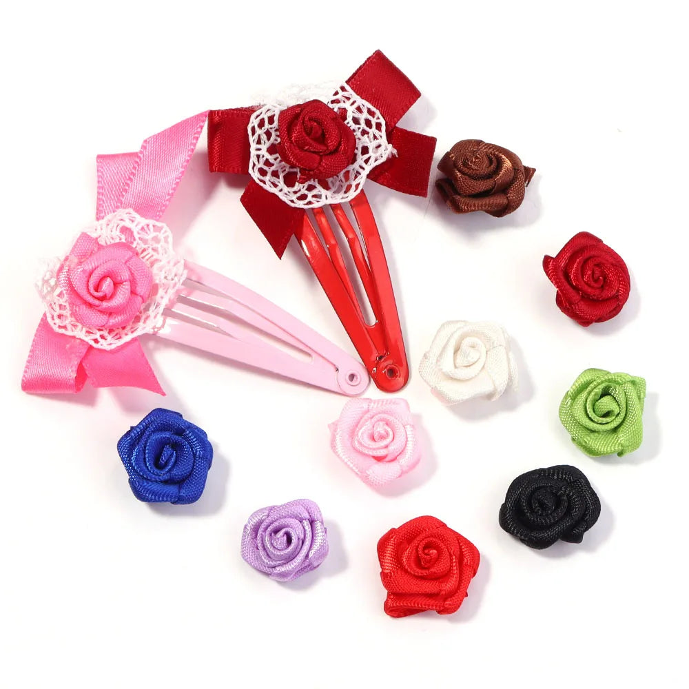 fleurs artificielles roses polyester clips décorations mariage anniversaire intérieur 1.5cm