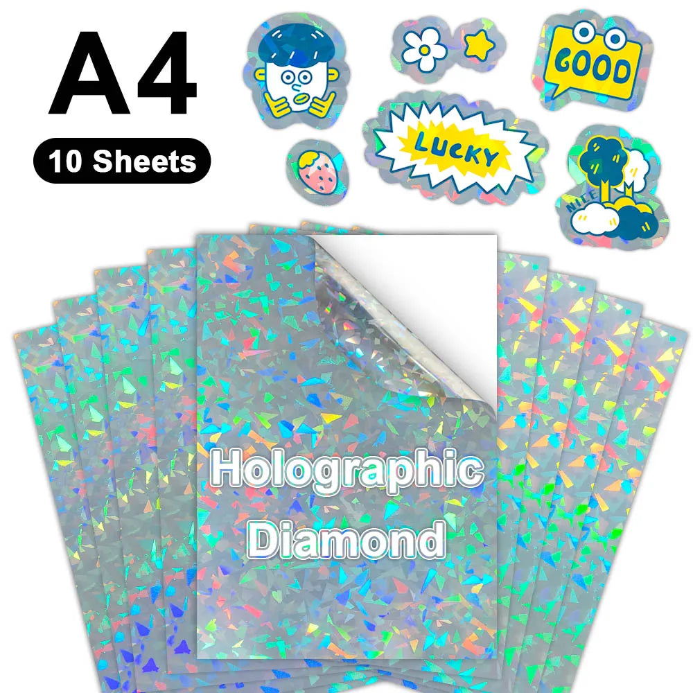 papier autocollant transparent imprimable vinyle a4 toutes imprimantes jet d'encre holographique multicolore moderne