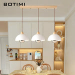 suspension lumineuse moderne ampoules blanc bois naturel rond mat opacité chaînes