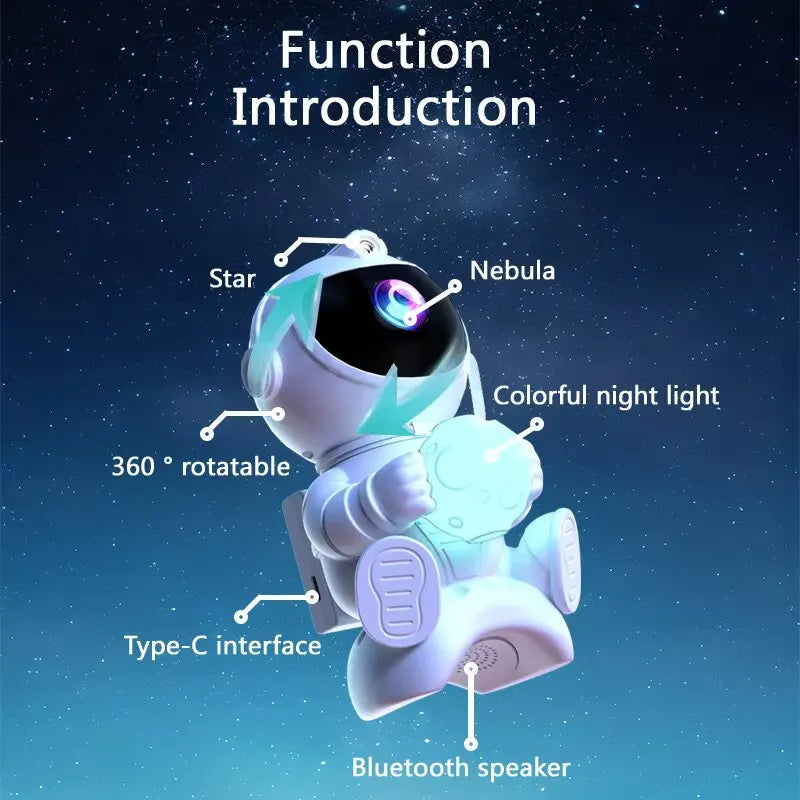 Détail du projecteur LED astronaute avec veilleuse multicolore