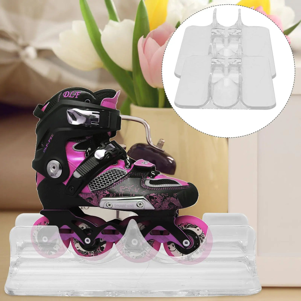 présentoir transparent patins roulettes support mur minimaliste utilitaire transparent plastique