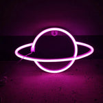 néon alien vert violet bleu rose planète saturne moderne lumineux fixations