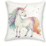 taies d'oreiller arc ciel licorne coeurs pastel enfant decoration maison lit polyester peachskin motifs