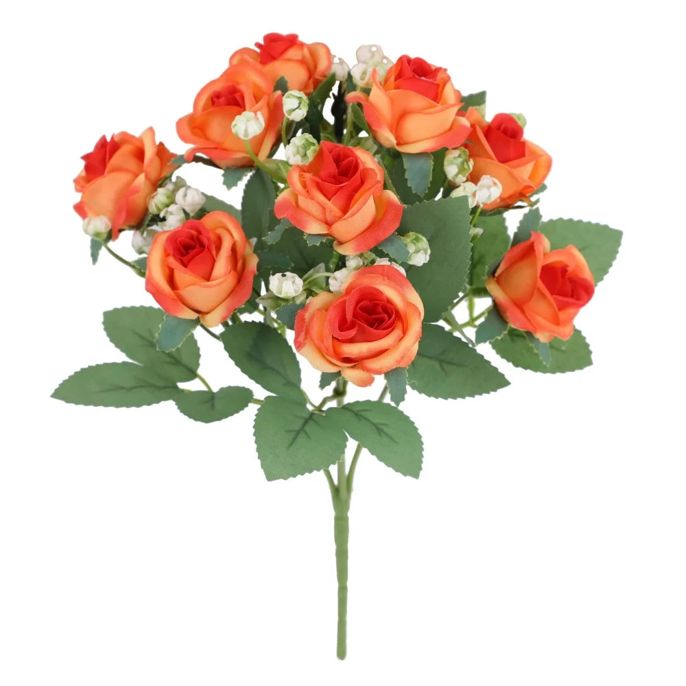 bouquets roses artificielles rouge blanc orange décoration intérieure mariage anniversaire fêtes chambre maison