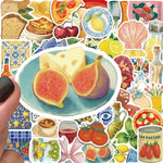 sticker illustration aliments fruits légumes fromages pizzas multicolore scrapbook téléphone portable