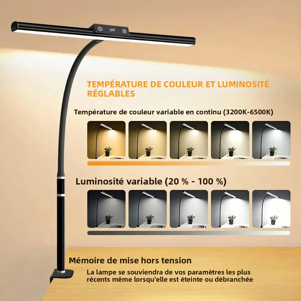 lampe led flexible clip noir blanc moderne sans scintillement USB rechargeable