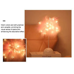 lampe arbre plumes guirlande led rose blanche dorée décoration bohème moderne chambre