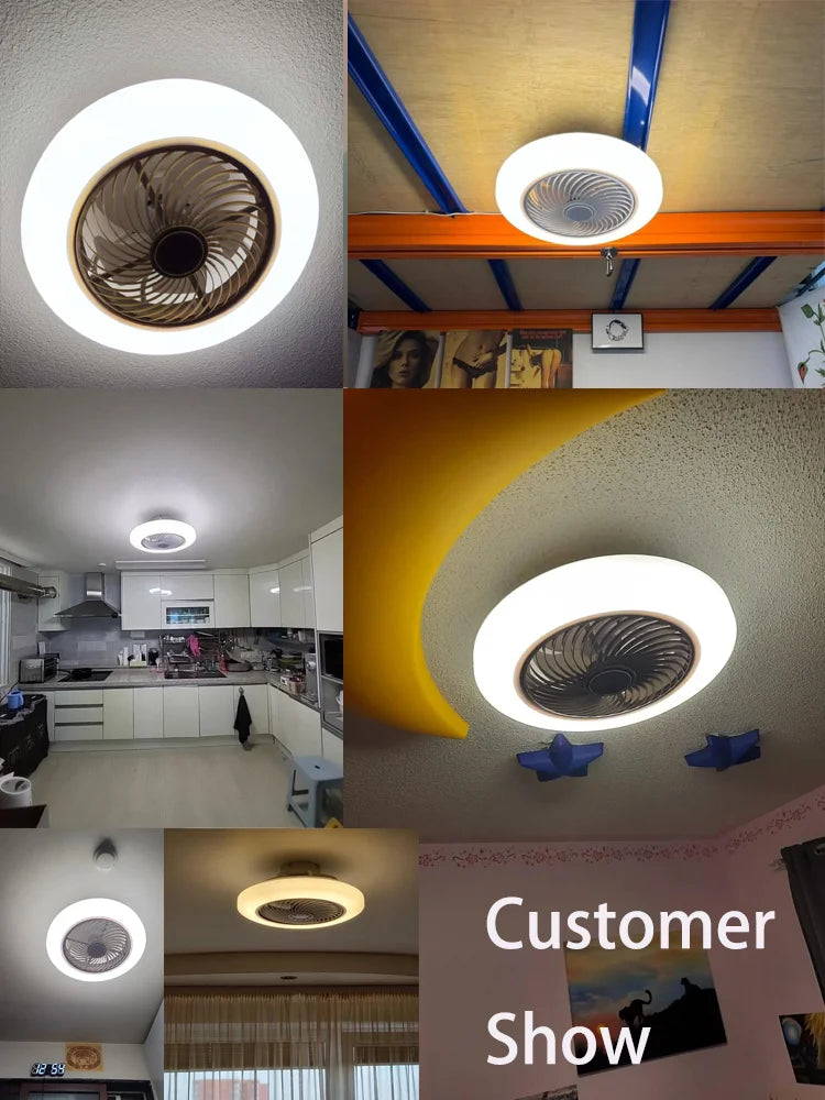 ventilateur lampe led moderne télécommande application mobile 220v certifié ul cqc vde gs