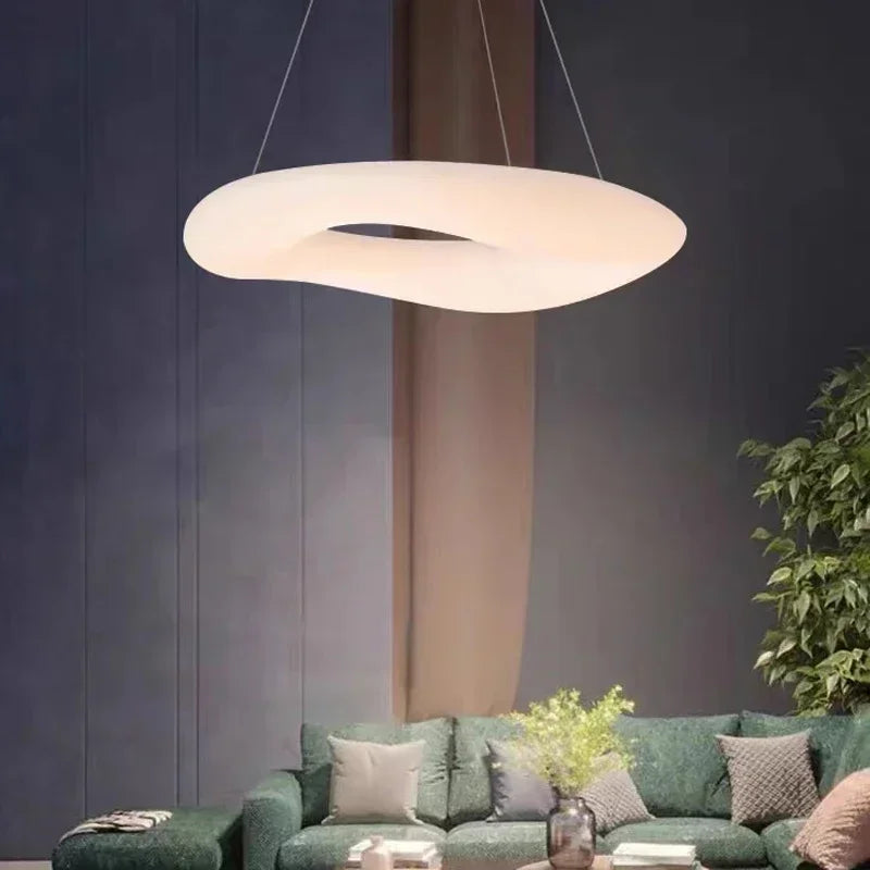 suspension lumineuse blanche moderne acrylique chaînes suspendues salon chambre coucher