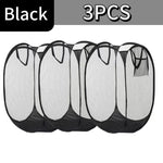 panier linge pliable noir blanc maille polyester réutilisable grande capacité rangement moderne sac intégré