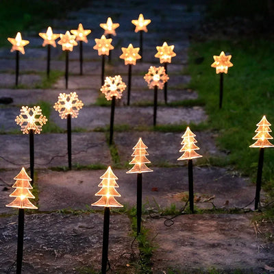 Guirlande lumineuse solaire Noël extérieur flocons neige et étoiles