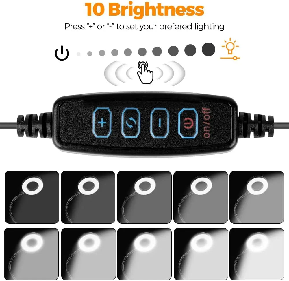 lampe flexible noir pince usb modes lumière interrupteur tactile moderne