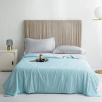 couverture d'été microfibre bleu clair gris moderne 80 fils 600tc frais satinée