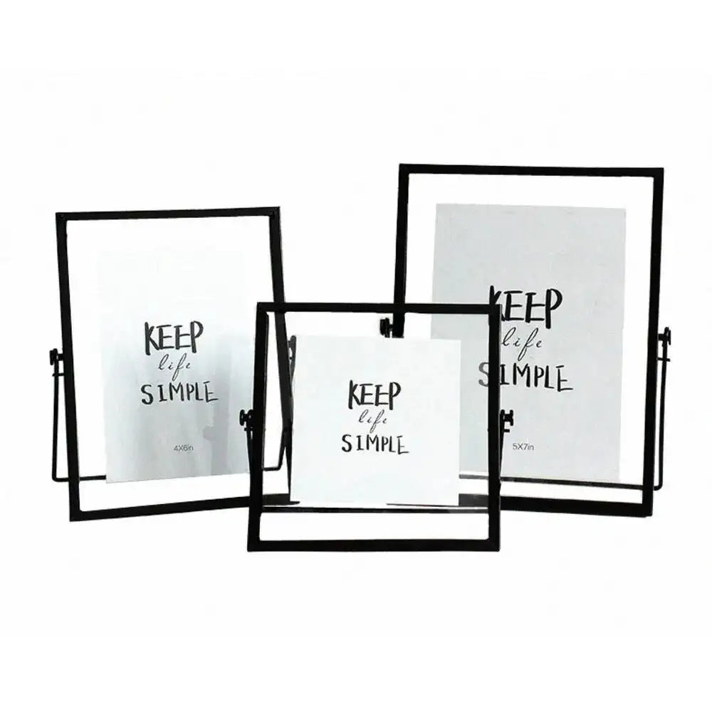 cadre photo verre transparent pied or moderne motifs abstraits minimaliste