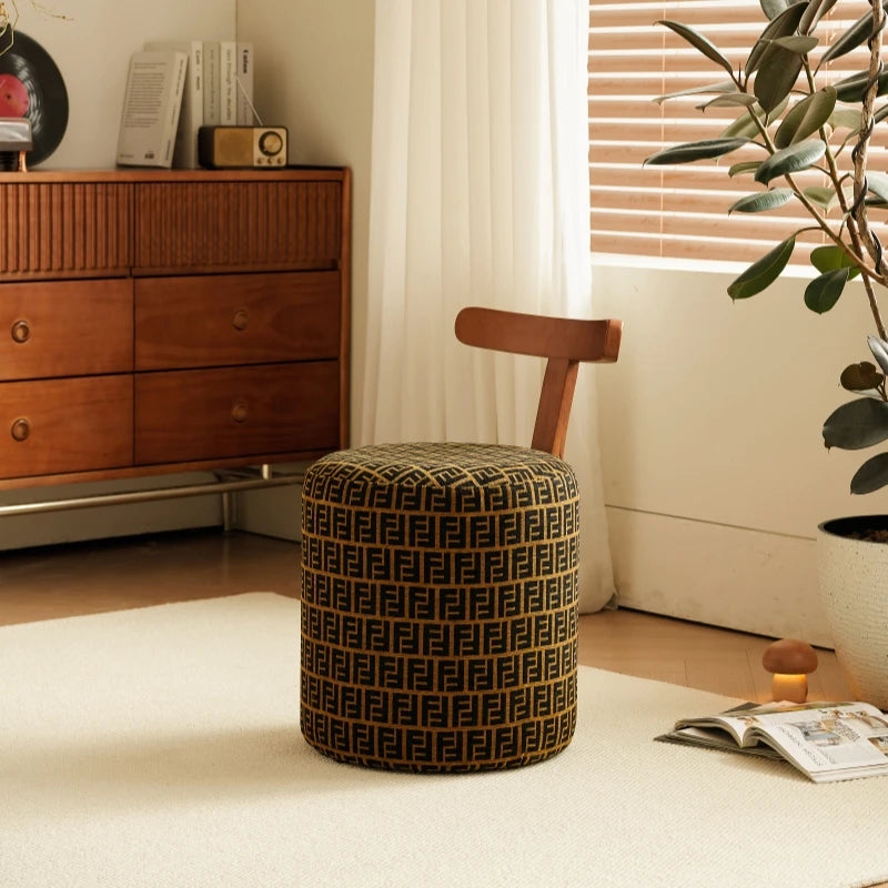 tabouret rotatif rembourré polyvalent bois massif vintage moderne coussin imprimé floral