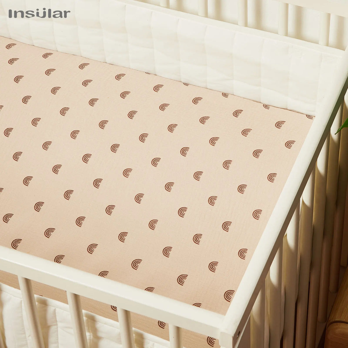 drap housse coton bébé arc ciel floral nuages motifs doux minimaliste enfantin protège matelas
