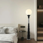 lampe sol moderne ampoule led blanc multicolore rayures horizontales interrupteur pied haute qualité