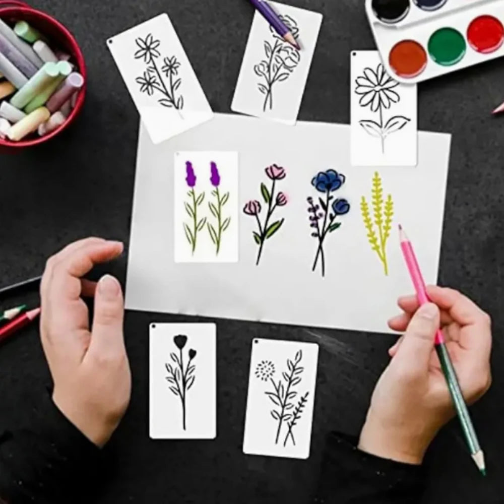 stencils blancs fleurs stylisées minimaliste peinture murale diy decoration motifs opaques exemples inclusion