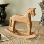 cheval bascule bois sculpté traditionnel décor maison artisanal nature opaque sans fixation 19cm 6.5cm