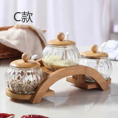 pot épices porcelaine blanc couvercle bambou moderne respectueux environnement cuillères plastique blanc herbes épicées(stockage)
