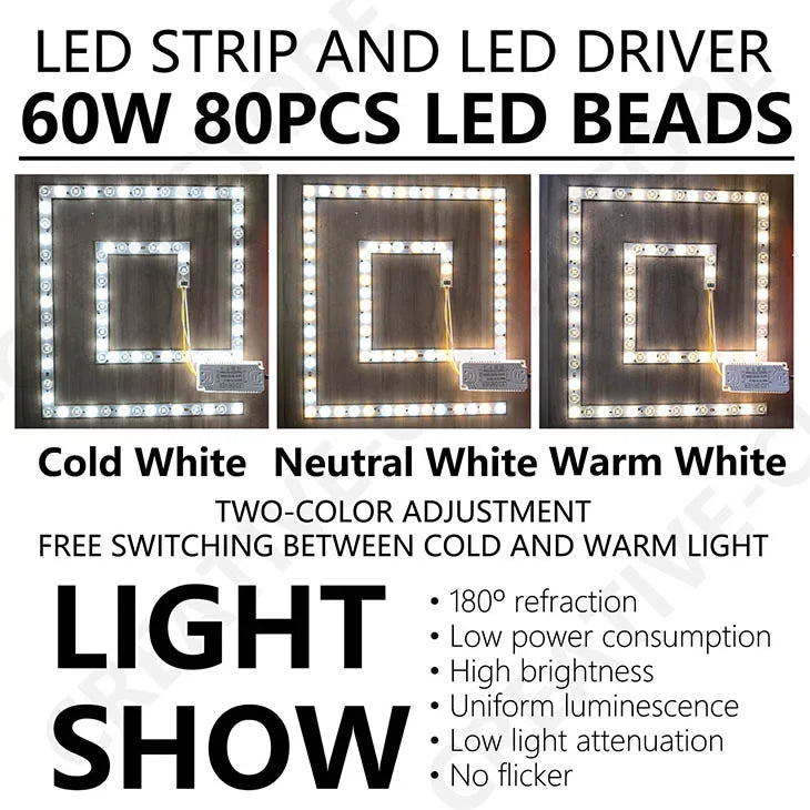 kits panneaux lumineux led blanc chaud neutre froid drivers ac220v 20w 40w 60w modernes