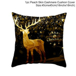housse coussin noël motifs cerfs flocons étoiles or noir festive decoration fixations