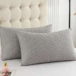 housse coussin imperméable bambou fleuri moderne blanc gris 48x74cm zip