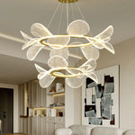 suspension lumineuse moderne acrylique blanc doré fine maille salon chambrehôtel